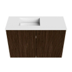 Mondiaz JOYA 60cm toiletmeubel - kleur Walnut - Wastafel FAYE positie Links Zonder kraangat kleur Talc. SW1421233