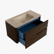 Mondiaz CIRO-DLUX Ensemble de meubles de salle de bains - 90x45x50cm - plan-vasque solid surface Arena - 1 lavabo au milieu - 1 trou de robinet - 2 tiroirs - Noyer SW1530411