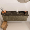 Mondiaz JOYA-DLUX 101.6cm toiletmeubel - ronding links kleur Dusk - Wastafel FAYE positie Rechts 1 kraangat kleur Lava. SW1423266