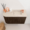 Mondiaz JOYA-DLUX Meuble de salle de bains 61,6cm - arrondi gauche couleur Noyer - Vasque FAYE position Droite 1 trou de robinet couleur Frappe SW1422330