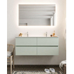 Mondiaz VICA ensemble de meuble de salle de bain - 120cm - meuble sous vasque greey - 4 tiroirs - lavabo denia double - 2 trous de robinet - miroir LED - version XL 60cm de haut SW1098143