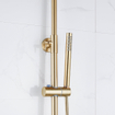 Fortifura Calvi Colonne de douche thermostatique - pomme de douche 30cm - flexible en métal - douchette stylo - laiton brossé PVD SW1204440