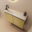 MONDIAZ TURE-DLUX Meuble de toilettes 80cm Oro. EDEN lavabo Ostra position gauche. Avec 1 trou de robinet. SW1104969