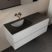 Mondiaz AIVY Ensemble de meuble - 120x45x50cm - 0 trous de robinet - 1 vasque Urban Solid surface - Gauche - 2 tiroirs - avec miroir - MDF Talc SW892248