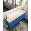 Mondiaz VICA ensemble de meuble de salle de bain - 150cm - meuble sous-vasque jeans - 2 tiroirs - lavabo moon droite - sans trou de robinet version XL 60cm de haut SW1091000