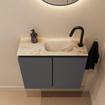 MONDIAZ TURE-DLUX Meuble toilette - 60cm - Dark Grey - EDEN - vasque Frappe - position droite - 1 trou de robinet SW1102779