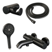 BRAUER Stripe Baddouche Thermostaatkraan SET 04 - opbouw - wandhouder - 3-standen handdouche - doucheslang - mat zwart SW1435107