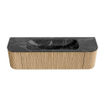 MONDIAZ KURVE-DLUX 160cm Meuble salle de bain avec module 25 G et D - couleur Oak - 1 tiroir - 2 portes - vasque BIG MEDIUM centre - sans trou de robinet - couleur Lava SW1138159