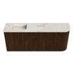 Mondiaz JOYA-DLUX 101.6cm meuble de salle de bains - arrondi droit couleur Noyer - Vasque FAYE position Gauche 1 trou de robinet couleur Frappe SW1422296