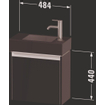 Duravit ketho 2 meuble sous lavabo avec 1 porte 48.4x23.8x44cm à gauche, avec poignée noyer anthracite mate SW771951