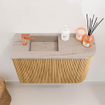Mondiaz JOYA-DLUX Meuble de toilette 61,6cm - arrondi droit couleur Chêne - Vasque FAYE position Gauche 1 trou de robinet couleur Saba SW1424186