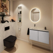 MONDIAZ TURE-DLUX meuble WC 80 cm Plata. Lavabo EDEN Opalo position gauche. Sans trou de robinet. SW1105186