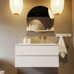 MONDIAZ VICA-DLUX Ensemble meuble de salle de bains - 100cm - sous-meuble talc - 2 tiroirs - lavabo encastré cloud à droite - sans trous de robinet - version haute 60cm - frape SW1088526