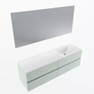 Mondiaz Vica ensemble de meuble de salle de bain - 160cm - meuble sous vasque greey - 4 tiroirs - lavabo cloud droite - sans trous de robinet - couleur talc - miroir LED - version XL 60cm de haut SW1095481