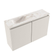 MONDIAZ TURE-DLUX Meuble toilette - 80cm - Linen - EDEN - vasque Frappe - position gauche - sans trou de robinet SW1102843