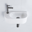 Fugaflow Efficiente Pietra Ensemble lave-mains - 40x21.5x12cm - gauche - lisse - semi-circulaire - 1 trou de robinet - céramique - robinet lave-mains gunmetal - bouchon de vidage - siphon abaissé - blanc mat SW1442412
