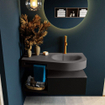 MONDIAZ RIVA Ensemble de meuble salle de bain - 100x50x30cm - 1 tiroir - MDF Urban mat - push to open - 1 trou de robinet - lavabo à droite - solid surface gris foncé SW702626