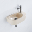 QeramiQ Fuente Ensemble de lavabo - 40x21.5x12cm - droit - lisse - demi-rond - 1 trou de robinet - céramique - robinet de lave-mains gunmetal - bonde de vidage - siphon abaissé - beige SW1232832