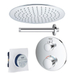 Grohe - Adema Rise Regendoucheset - Inbouw - 1 functie - met Adema Rise hoofddouche 20cm - plafondarm 20cm - Grohe Grohtherm inbouwthermostaat - chroom SW811906