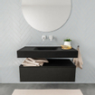 MONDIAZ ALAN 100cm - meuble bas - 1 tiroir - lavabo suspendu - vasque au centre - 0 trous de robinet - urban SW408550