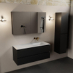 Mondiaz Aivy ensemble de meubles de salle de bains - 120x45x50cm - 0 trous de robinet - 1 vasque talc Solid surface - Droite - 2 tiroirs - Avec armoire miroir - MDF Urban SW892195