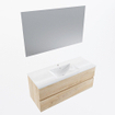 Mondiaz VICA ensemble de meuble de salle de bain - 120cm - meuble sous-vasque chêne blanchi - 2 tiroirs - lavabo denia milieu - 1 trou de robinet - couleur Blanc Brillant - miroir LED - version XL 60cm de haut SW1091917