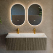 Mondiaz KURVE Ensemble meuble de salle de bains - 120x46x40cm - 1 tiroir - vasque solid surface - centre - 2 trous de robinet - Shadow SW1414121