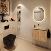 MONDIAZ TURE-DLUX Meuble toilette - 60cm - Washed Oak - EDEN - vasque Frappe - position centrale - sans trou de robinet SW1103055