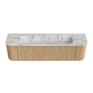 MONDIAZ KURVE-DLUX 170cm Meuble salle de bain avec module 25 G et D - couleur Oak - 1 tiroir - 2 portes - vasque BIG LARGE centre - 2 trous de robinet - couleur Glace SW1137969