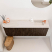 Mondiaz JOYA-DLUX 111.6cm toiletmeubel - ronding links kleur Walnut - Wastafel FAYE positie Rechts 1 kraangat kleur Meli. SW1424452