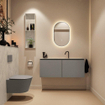 MONDIAZ TURE-DLUX Meuble toilette - 120cm - Smoke - EDEN - vasque Opalo - position centrale - 1 trou de robinet SW1104622