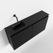 MONDIAZ TURE Kit lave-mains - 100x23x50cm - 0 trous de robinet - 2 portes - urban mat - Lavabo à gauche - Solid Surface Noir SW475271