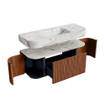 MONDIAZ THOR-DLUX Meuble de salle de bains - 120cm - arrondi gauche + droite - couleur Ruby - 1 tiroir - 2 portes - Vasque suspendue CLOUD Milieu 1 trou de robinet - couleur Glace SW1463085
