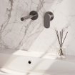 BRAUER Brushed Edition Wastafelmengkraan inbouw - rechte uitloop links - hendel breed plat - inclusief inbouwdeel - model C 1 - PVD - geborsteld RVS SW374390