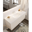 Mondiaz VICA ensemble de meuble de salle de bain - 120cm - meuble sous-vasque lin - 2 tiroirs - lavabo lune milieu - 1 trou de robinet - miroir LED - version XL 60cm haut SW1098308