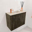 Mondiaz JOYA-DLUX 50cm toiletmeubel - kleur Shadow - Wastafel FAYE positie Links 1 kraangat kleur Frappe. SW1422717
