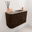 Mondiaz JOYA-DLUX Meuble de toilette 61,6cm - arrondi gauche couleur Noyer - Lavabo FAYE position Droite 1 trou de robinet couleur Oza SW1424588