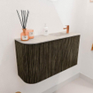 Mondiaz JOYA-DLUX 71.6cm meuble de toilette - arrondi gauche couleur Shadow - Lavabo FAYE position Droite 1 trou de robinet couleur Ostra. SW1423054