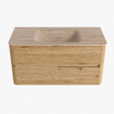 Mondiaz CIRO-DLUX Badkamermeubelset - 100x45x50cm - Solid surface wastafel Saba - 1 wasbak Midden - zonder kraangaten - 2 lades - Oak SW1531170