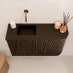 Mondiaz JOYA 71.6cm meuble de salle de bains - arrondi droit couleur Walnut - Vasque FAYE position Gauche Sans trou de robinet couleur Urban. SW1421391