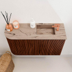 Mondiaz JOYA-DLUX Meuble de toilette 71,6cm - arrondi gauche couleur Ruby - Lavabo FAYE position Droite 1 trou de robinet couleur Arena. SW1425299