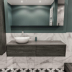 ENSEMBLE DE MEUBLE MONDIAZ LUSH - 150cm - 2 tiroirs - lavabo BARCO - vasque à gauche - 1 trou de robinet - anthracite SW409637