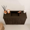Mondiaz JOYA 60cm meuble de salle de bains WC - couleur Walnut - Vasque FAYE position Milieu 1 trou de robinet couleur Urban. SW1421359