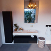 Mondiaz ALAN-DLUX Ensemble de meuble - 120cm - meuble Urban mat - 1 tiroir - Lavabo Cloud Frappe suspendu - vasque Droite - 0 trous de robinet SW804894