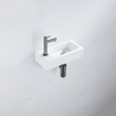 FugaFlow Efficiente Pietra Ensemble lave-mains - 37.5x18.5x9 cm - céramique - trou de robinet à gauche - robinet de lave-mains gunmetal - bonde de vidage - siphon extra-plat - blanc mat SW1442316