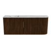 Mondiaz JOYA-DLUX 101.6cm meuble de salle de bains - arrondi droite couleur Walnut - Vasque FAYE position Gauche Sans trou de robinet couleur Glace SW1426205