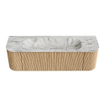 MONDIAZ KURVE-DLUX 150cm Meuble salle de bain avec module 25 G et D - couleur Oak - 1 tiroir - 2 portes - vasque BIG MEDIUM centre - sans trou de robinet - couleur Glace SW1137926