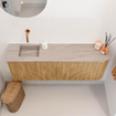 Mondiaz JOYA-DLUX 111.6cm toiletmeubel - ronding rechts kleur Oak - Wastafel FAYE positie Links Zonder kraangat kleur Saba. SW1424244