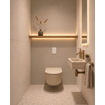 QeramiQ Dely Swirl Toiletset - 36.5x53cm - Grohe Rapid inbouwreservoir - 35mm zitting - witte bedieningsplaat - rechthoekige knoppen - beige SW1138603