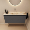 MONDIAZ TURE-DLUX Meuble toilette - 100cm - Dark Grey - EDEN - vasque Frappe - position centrale - sans trou de robinet SW1102773